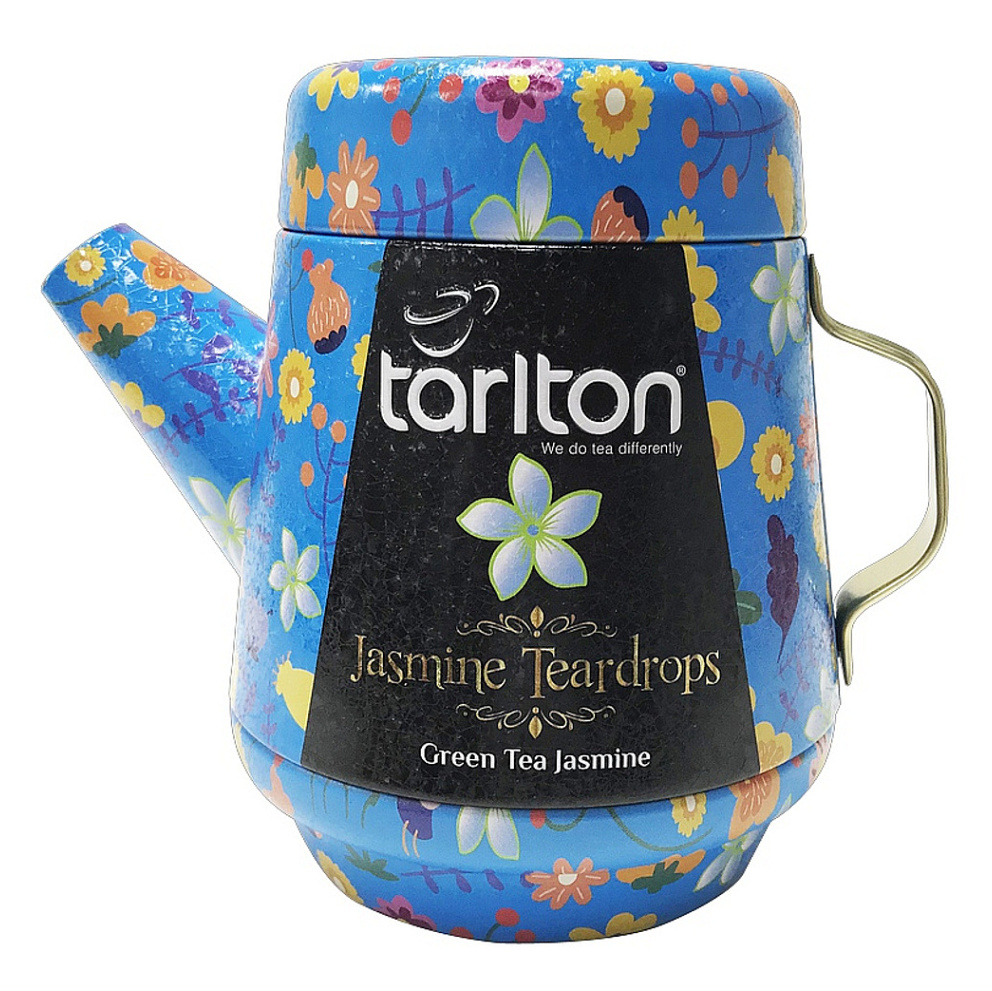 TARLTON Tea Pot Jasmine teardrops zelený sypaný čaj v plechové konvici 100 g