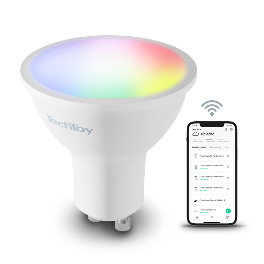E-shop TECHTOY Smart Bulb RGB 4,5W GU10 chytrá žárovka