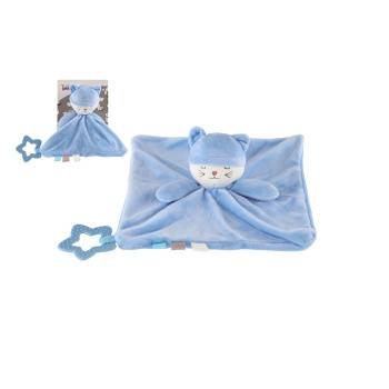 TEDDIES Kočička usínáček chrastítko modrá 23 cm (Usínáčky a muchláčky)