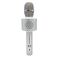 TEDDIES Mikrofon karaoke bluetooth stříbrný na baterie s USB kabelem