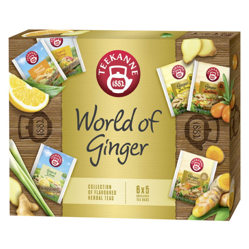 Levně TEEKANNE World of ginger kolekce zázvorových čajů 6 x 5 sáčků