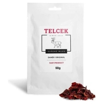 TELCEK Sušené dančí original 50 g (Zvěřinové sušené maso) - Slané, Proteinové, Přírodní, 76 - 85 % bílkovin