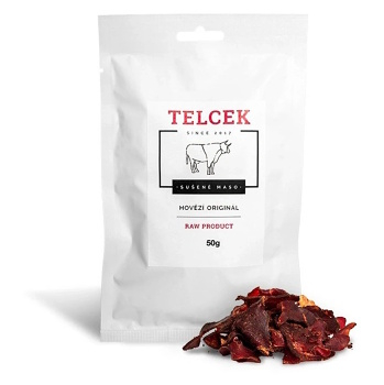 TELCEK Sušené hovězí original 50 g (Hovězí sušené maso) - Slané, RAW, Jednodruhové