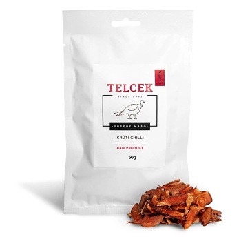TELCEK Sušené krůtí chilli 50 g (Krůtí sušené maso) - Vícesložkové, Slané, RAW, Proteinové, Pálivé, pikantní