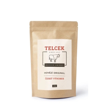 TELCEK Masové hovězí chipsy original 50 g (Hovězí sušené maso) - Slané, Proteinové, Do 65 % bílkovin