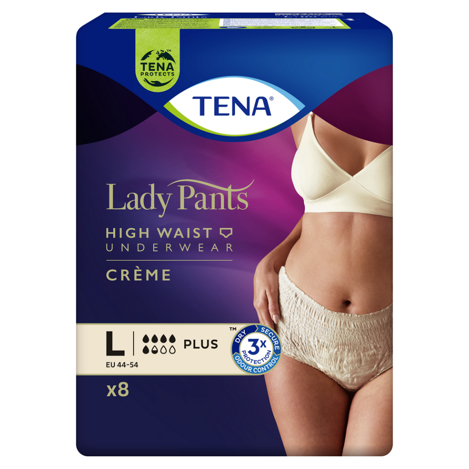 Levně TENA Lady Pants plus creme inkontinenční kalhotky velikost L 8 kusů