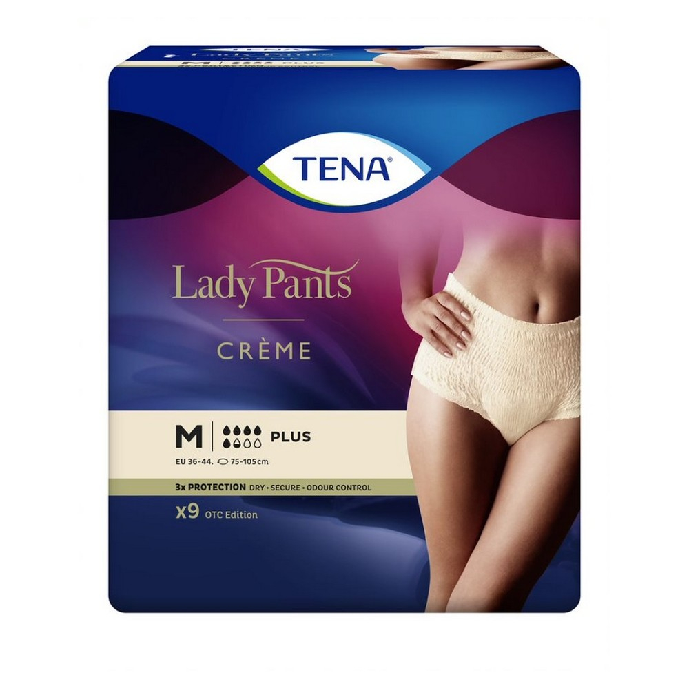 Levně TENA Lady Pants plus creme inkontinenční kalhotky velikost M 9 kusů