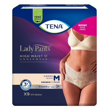 TENA Lady Pants Plus Creme inkontinenční kalhotky velikost M 9 kusů (Inkontinenční kalhotky natahovací)