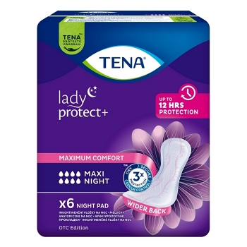 TENA Lady protect + maxi night inkontinenční vložky 6 kusů 760984 (Inkontinenční vložky)