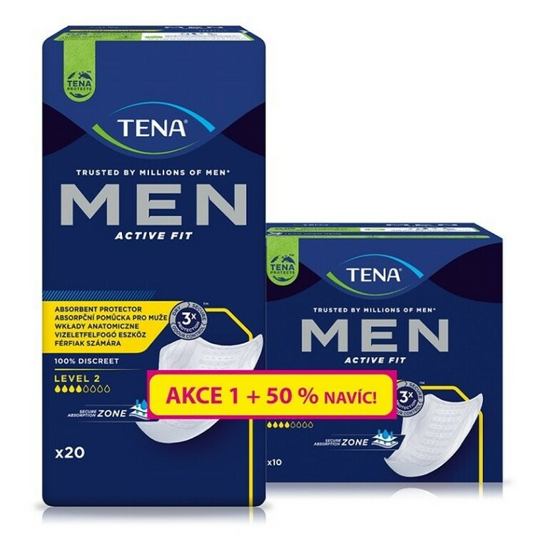 TENA Men level 2 inkontinenční vložky 20 kusů +10 kusů navíc