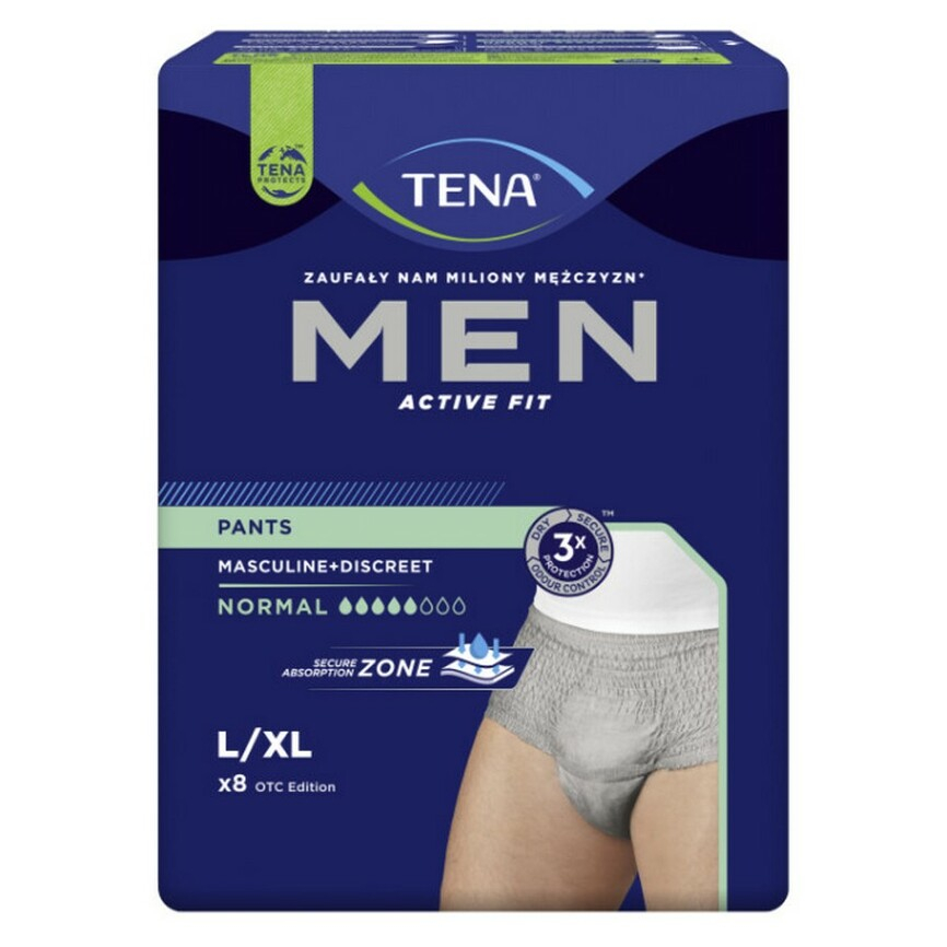 E-shop TENA Men pants normal inkontinenční kalhotky šedé L/XL 8 kusů 772803