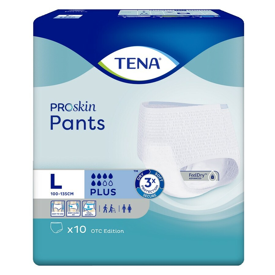 E-shop TENA Pants plus natahovací absorpční kalhotky 6 kapek vel. L 10 kusů