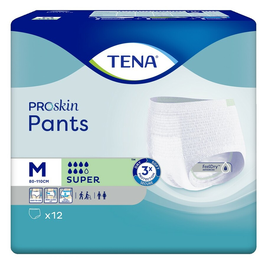 Levně TENA Pants plus natahovací absorpční kalhotky 7 kapek vel. M 12 kusů