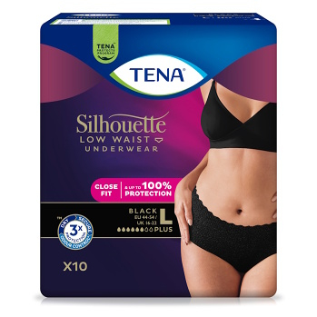 TENA Silhouette Plus Black inkontinenční kalhotky velikost L 10 kusů (Inkontinenční kalhotky natahovací)