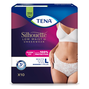 TENA Silhouette Plus White inkontinenční kalhotky velikost L 10 kusů (Inkontinenční kalhotky natahovací)