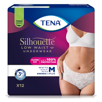 TENA Silhouette Plus White inkontinenční kalhotky velikost M 12 kusů (Inkontinenční kalhotky natahovací)