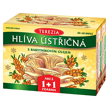 TEREZIA Hlíva ústřičná s rakytníkovým olejem 60 + 60 kapslí (Hlíva ústřičná) - Přírodní, Vícesložkové