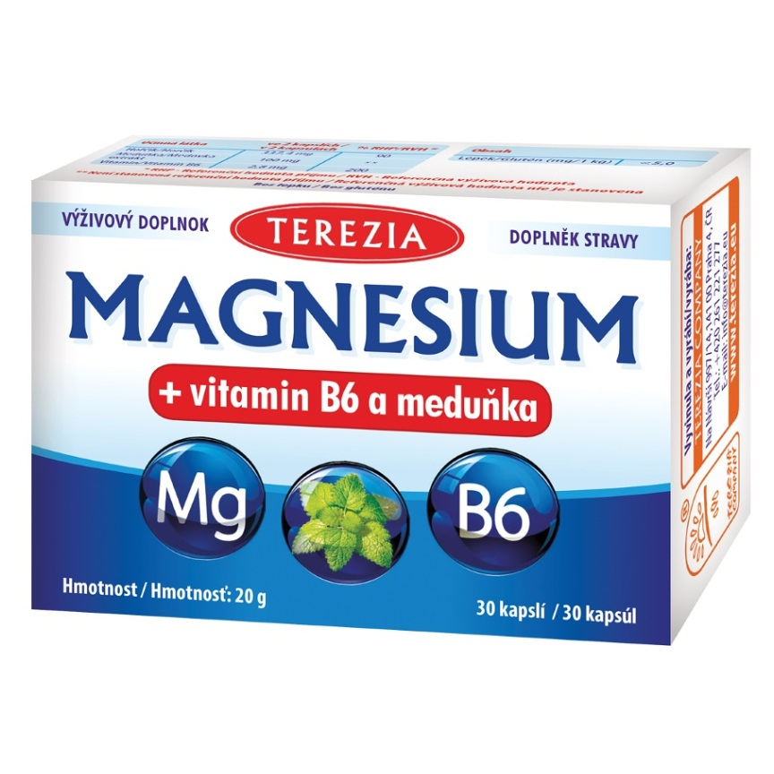 Levně TEREZIA Magnesium + vitamin B6 a meduňka 30 kapslí
