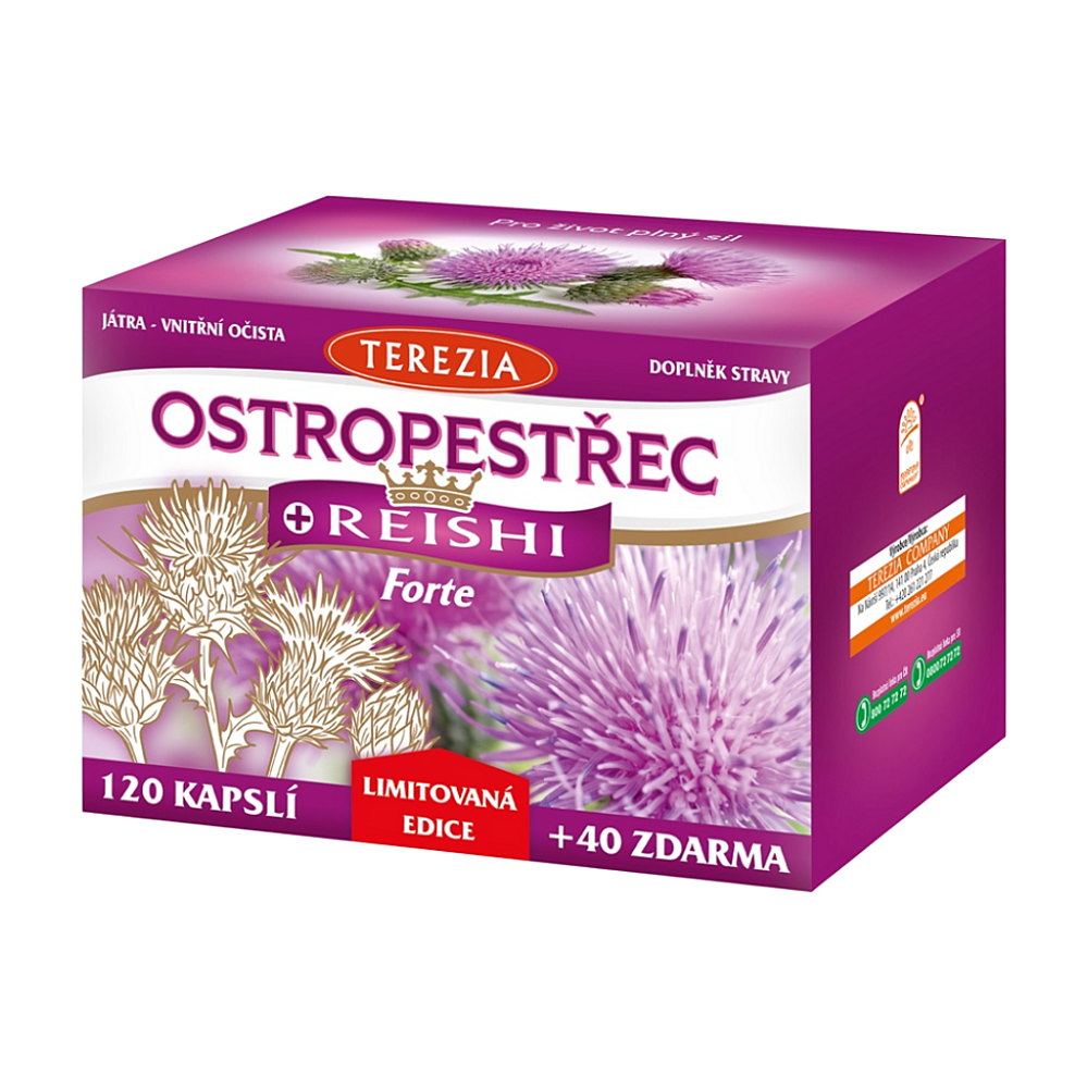TEREZIA Ostropestřec + Reishi Forte 120+40 kapslí  - Limitovaná edice