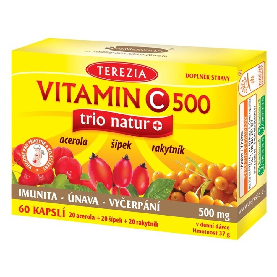 Levně TEREZIA Vitamin C 500 mg trio natur+ 60 kapslí