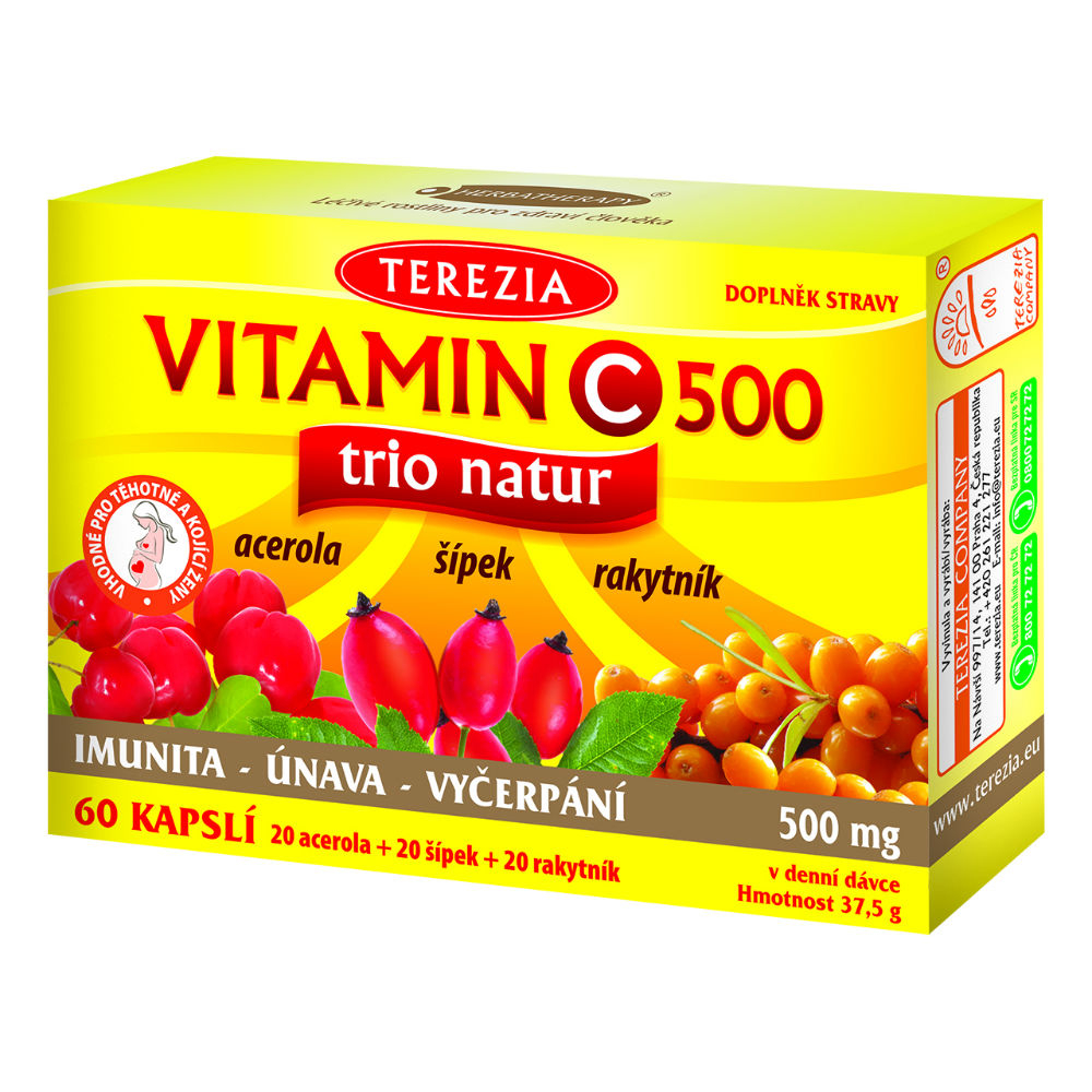 Obrázek TEREZIA Vitamin C 500mg TRIO NATUR 60 kapslí (2)