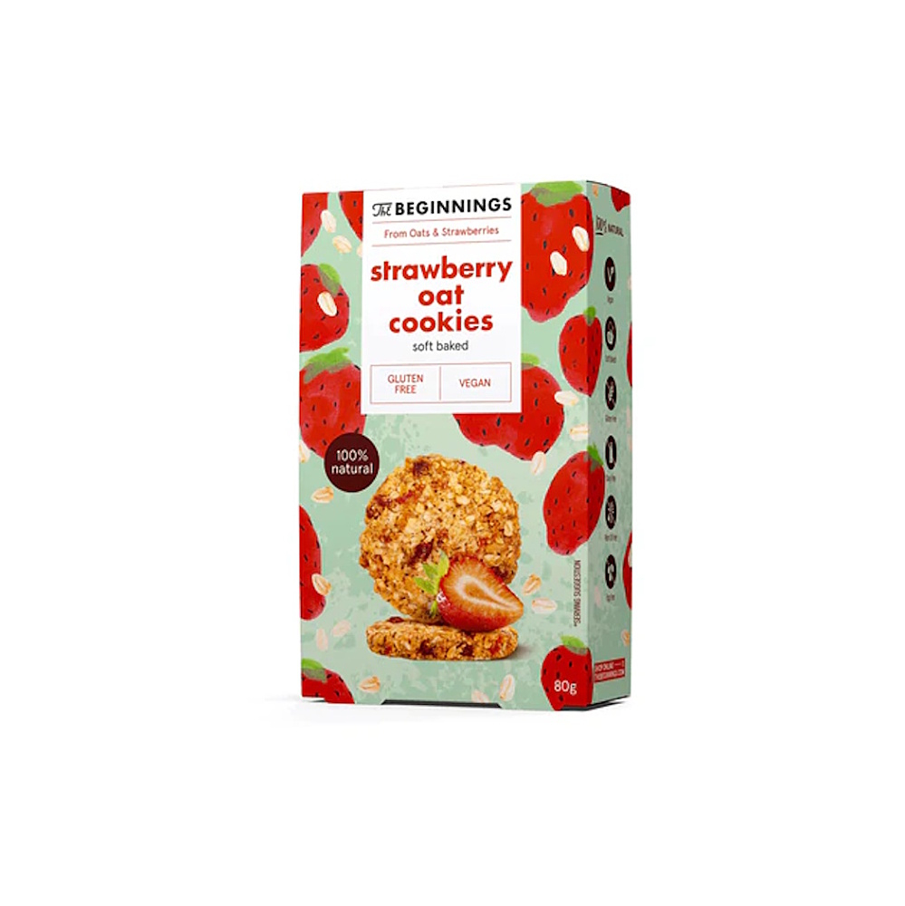 THE BEGINNINGS Sušenky ovesné proteinové s jahodami 80 g