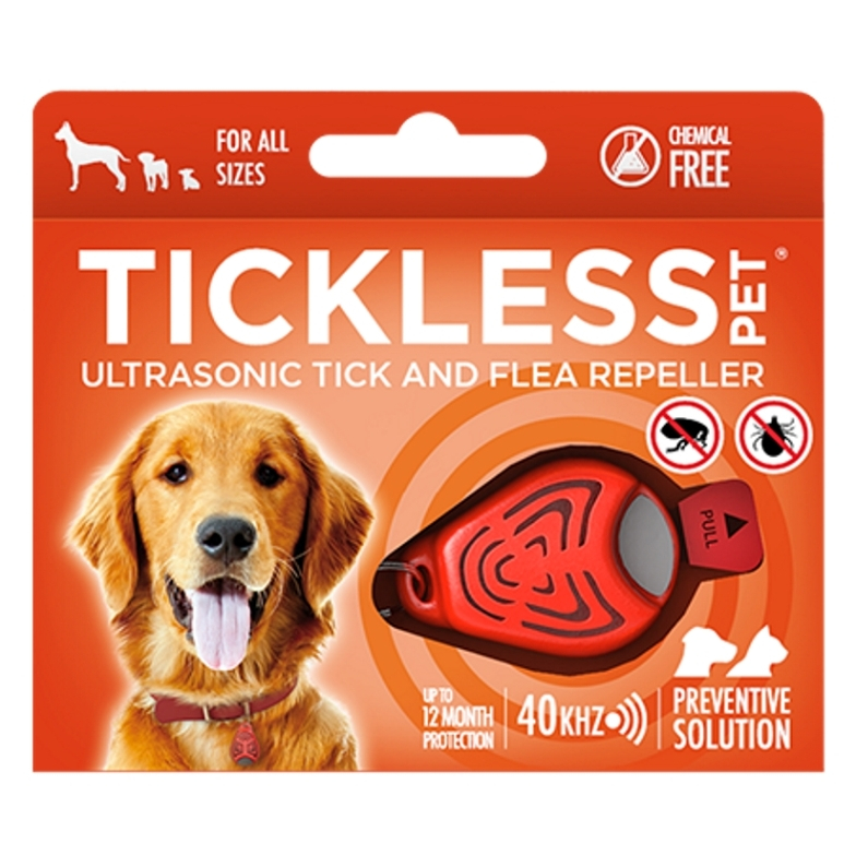 Levně TICKLESS PET Ultrazvukový odpuzovač klíšťat a blech pro psy barvy orange 1 kus
