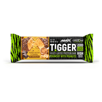 AMIX Tigger zero  multi-layer protein bar arašídové máslo a karamel tyčinka 60 g