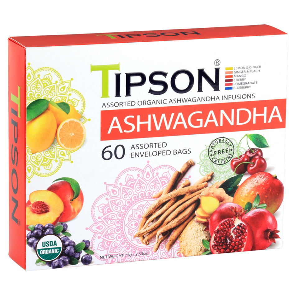 Levně TIPSON Variace bylinných čajů s ashwagandhou a přírodním aroma BIO 60 sáčků