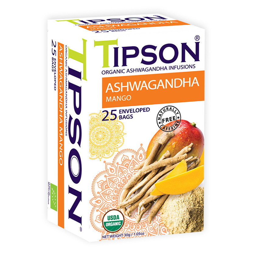 E-shop TIPSON Bylinný čaj s ashwagandhou a přírodním mangovým aroma BIO 25 sáčků