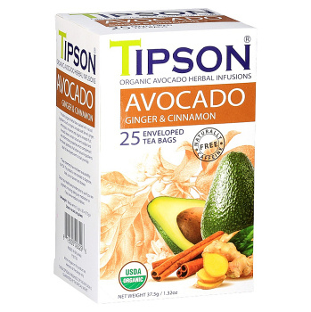 TIPSON Avocado ginger & cinnamon bylinný čaj BIO 25 sáčků