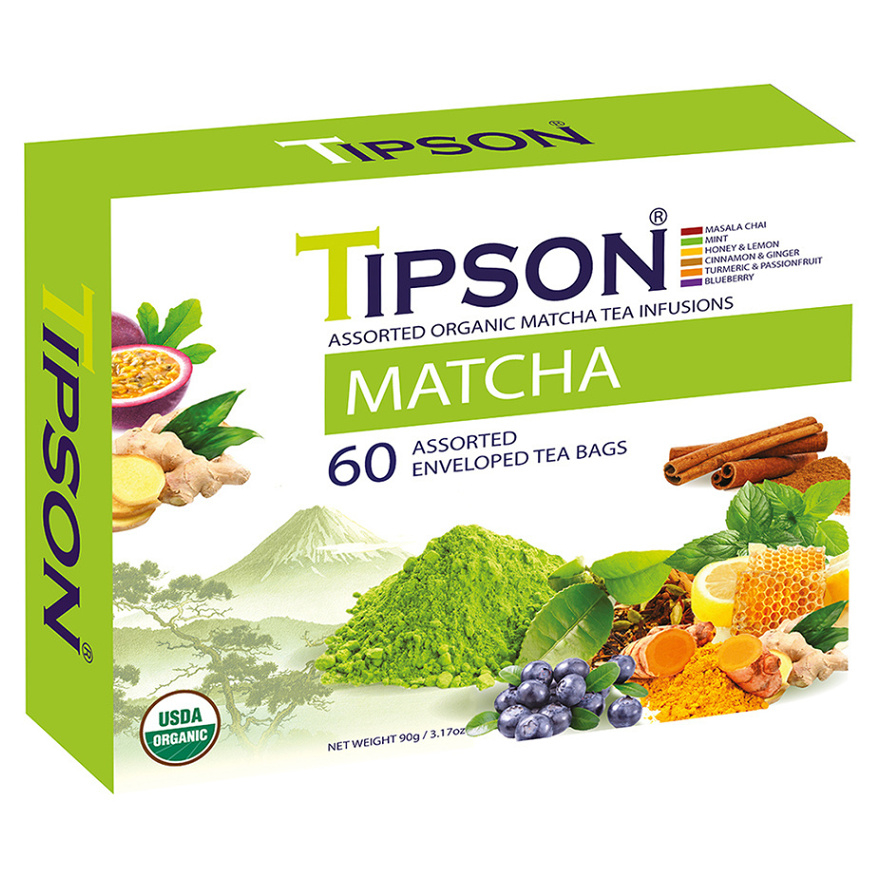 Levně TIPSON Matcha Assorted zelené čaje 60 sáčků BIO