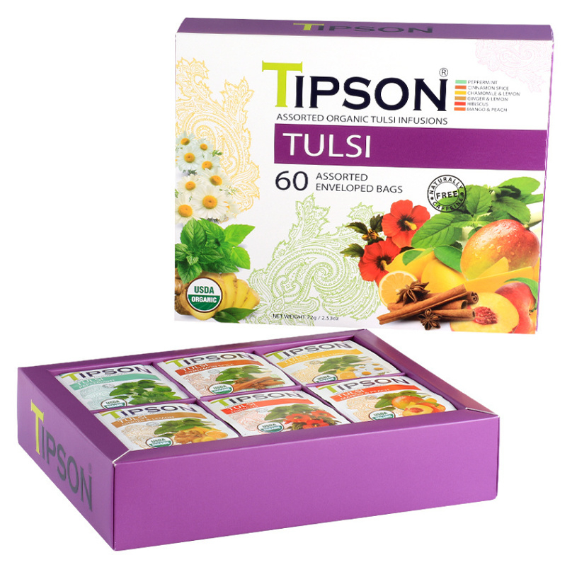 TIPSON Variace bylinných čajů s tulsi a přirodním aroma BIO 60 sáčků
