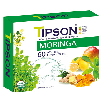 TIPSON Variace bylinných čajů s moringou a přírodním aroma BIO 60 sáčků