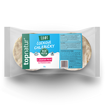 TOPNATUR Čočkové chlebíčky jogurtová poleva 70 g (Křehké chlebíčky a pufované výrobky) - Proteinové, Do 65 % bílkovin