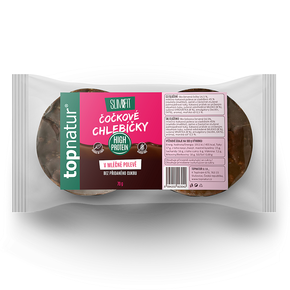 TOPNATUR Čočkové chlebíčky mléčná čokoláda 70 g