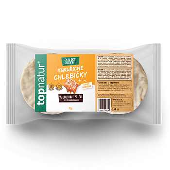 TOPNATUR Kukuřičný chlebíček slaný karamel v jogurtové polevě 70 g (Křehké chlebíčky a pufované výrobky) - Vícesložkové, Sladké