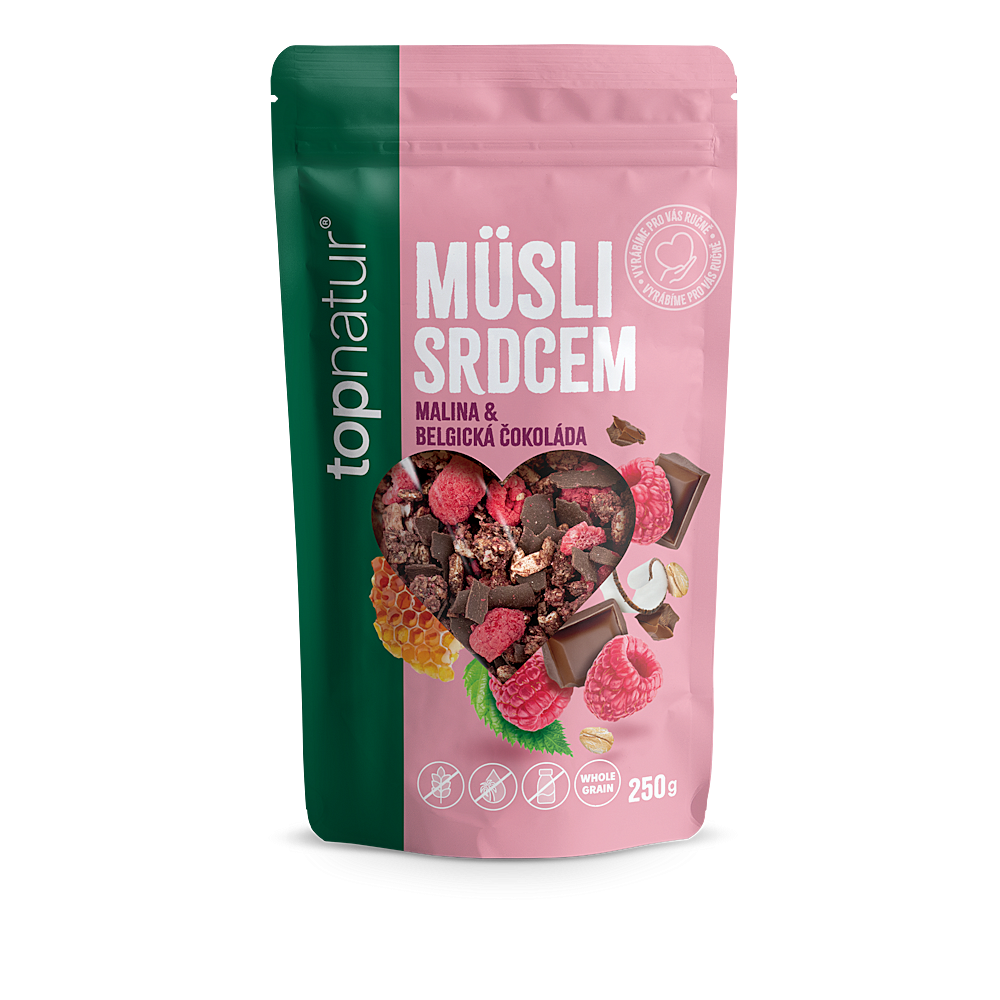 TOPNATUR Müsli srdcem malina & belgická čokoláda 250 g
