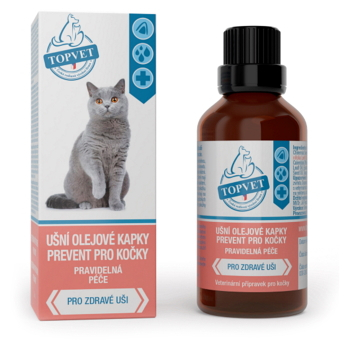 TOPVET Prevent ušní olejové kapky pro kočky 50 ml (Čištění uší u koček)