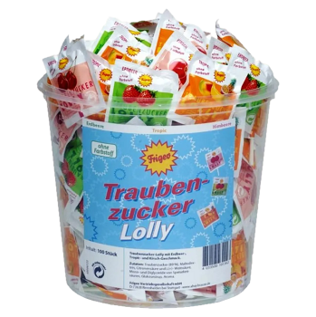 FRIGEO Hroznový cukr lízátko 750 g 100 kusů (Lékárenská lízátka) - Vícesložkové, Sladké