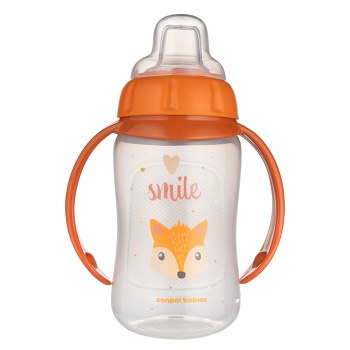 CANPOL BABIES Tréninkový hrníček s úchyty cute animals liška 320 ml (Hrníčky a pítka pro děti)