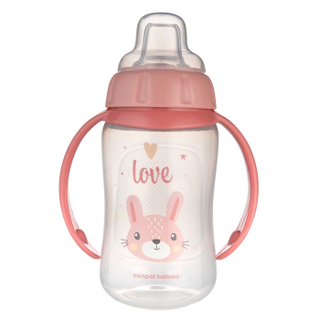 CANPOL BABIES Tréninkový hrníček s úchyty cute animals zajíc 320 ml (Hrníčky a pítka pro děti)