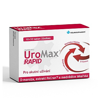UROMAX Rapid 10 +10 tablet ZDARMA (Močové cesty) - Přírodní, Vícesložkové