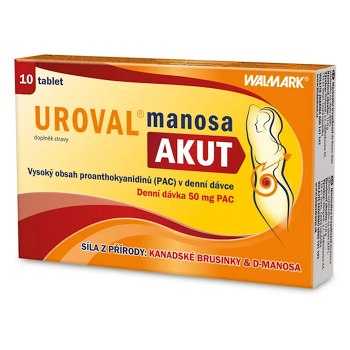 UROVAL manosa AKUT 10 tablet (Močové cesty) - Přírodní