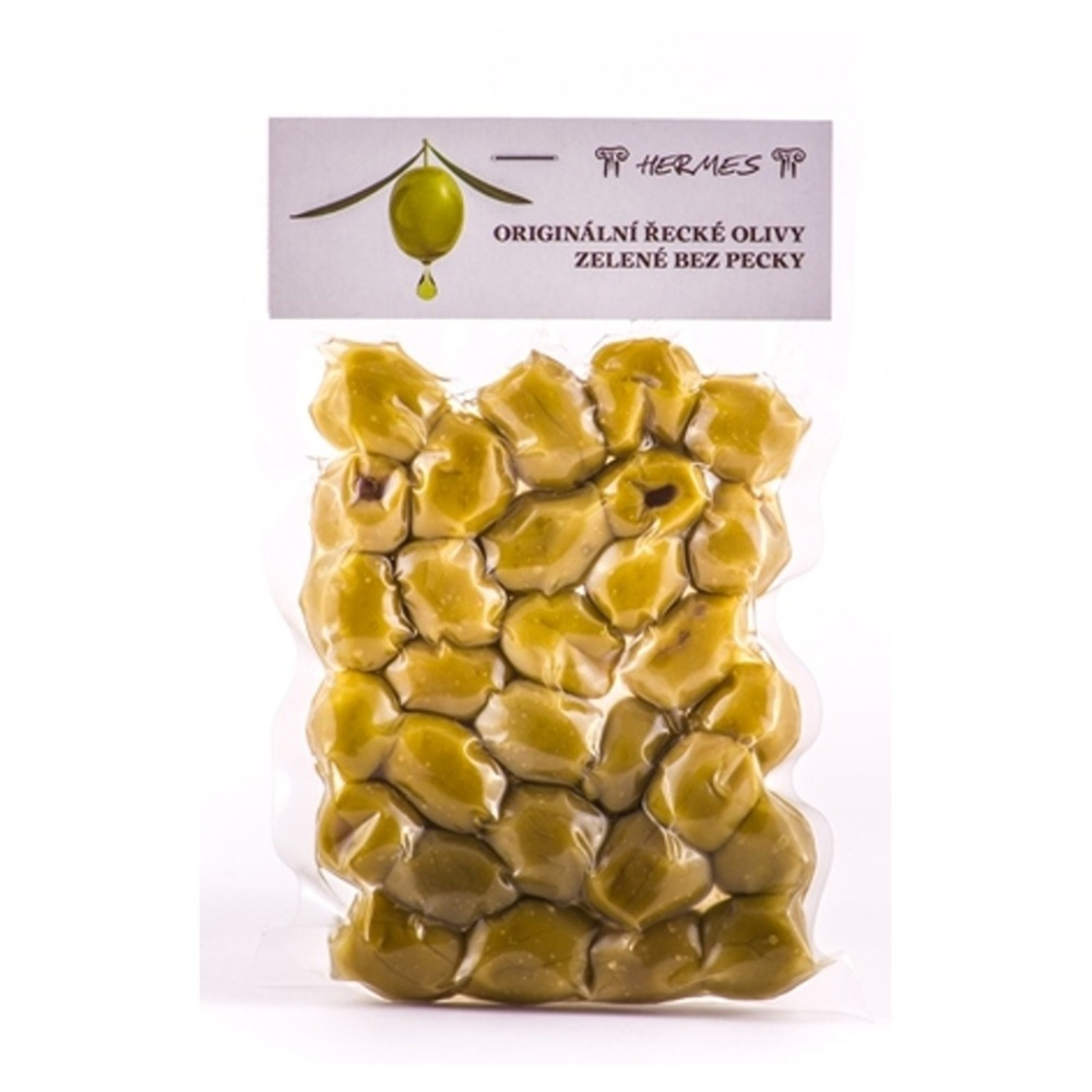 Levně HERMES Vacum zelené olivy bez pecky 140 g