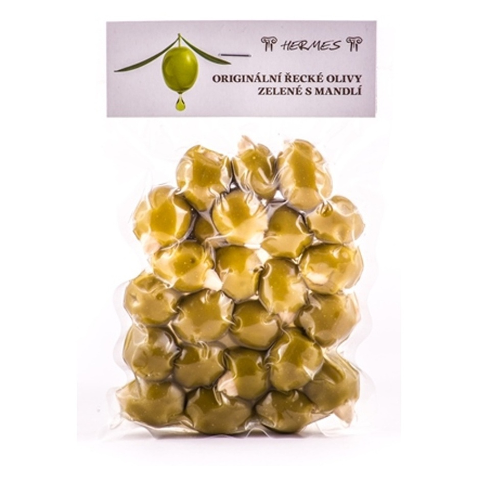 Levně HERMES Vacum zelené olivy s mandlí 150 g