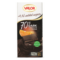 VALOR Čokoláda 70 % kakaa s kousky pomeranče bez přídavku cukru 100 g