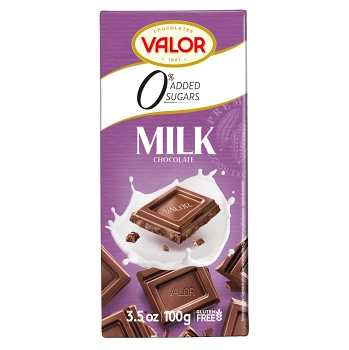 VALOR Mléčná čokoláda se sladidly bez přídavku cukrů 100 g (Čokolády) - Mléčné
