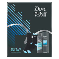 DOVE Men+Care Clean Comfort dárková sada - Sprchový gel 250 ml + Antiperspirant sprej 150 ml + Ponožky