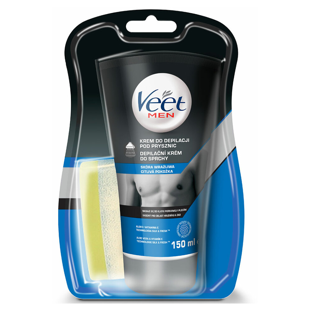 Levně VEET Depilační krém do sprchy pro citlivou pokožku Men Silk & Fresh 150 ml